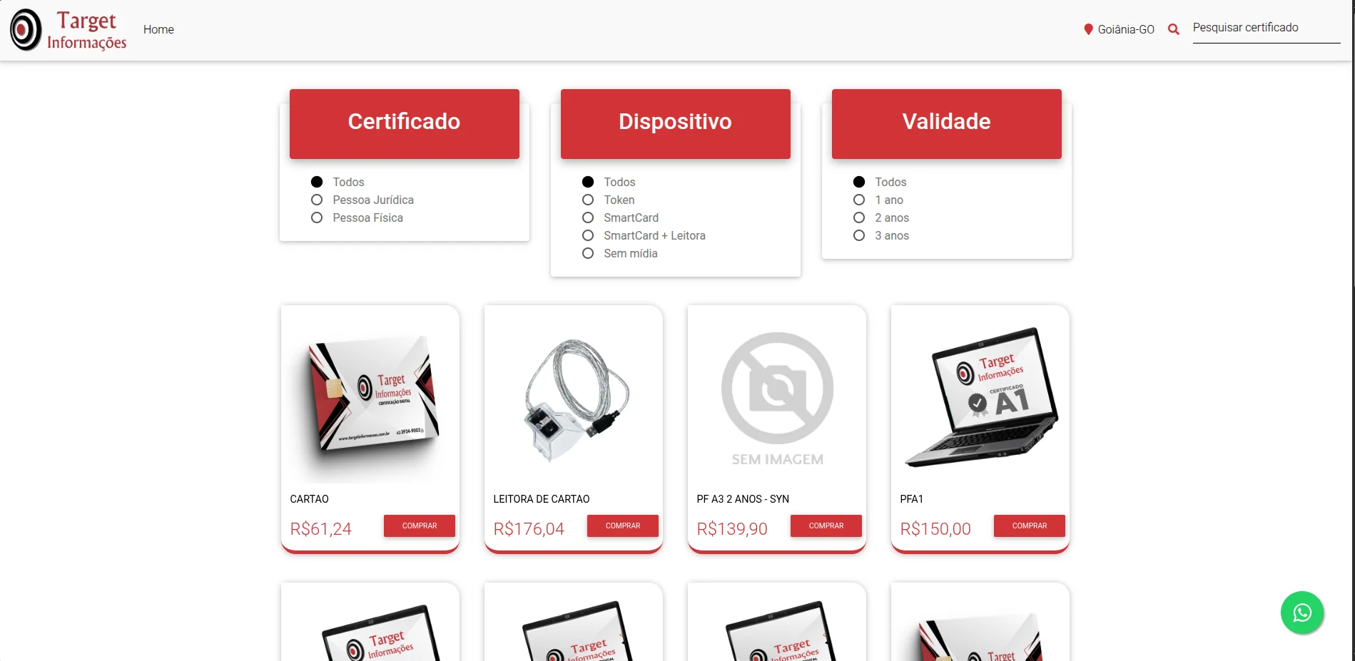 Loja de certificados digitais da Target